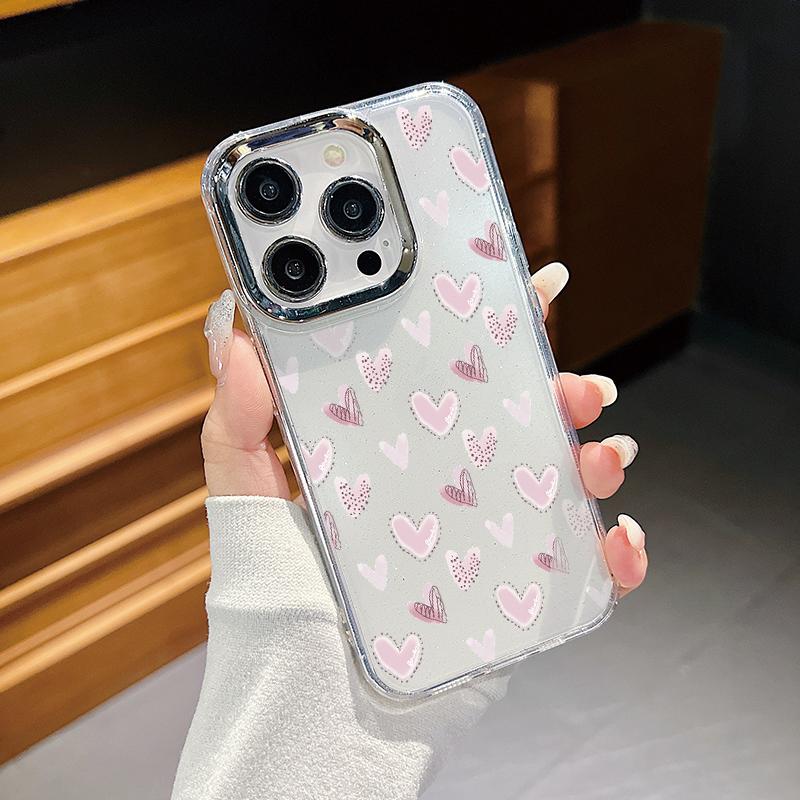 Милый маленький принт в виде сердечек для iPhone 16, 15 Pro Max, 14, 13, 12 Pro, 11, защитный прозрачный противоударный чехол для телефона