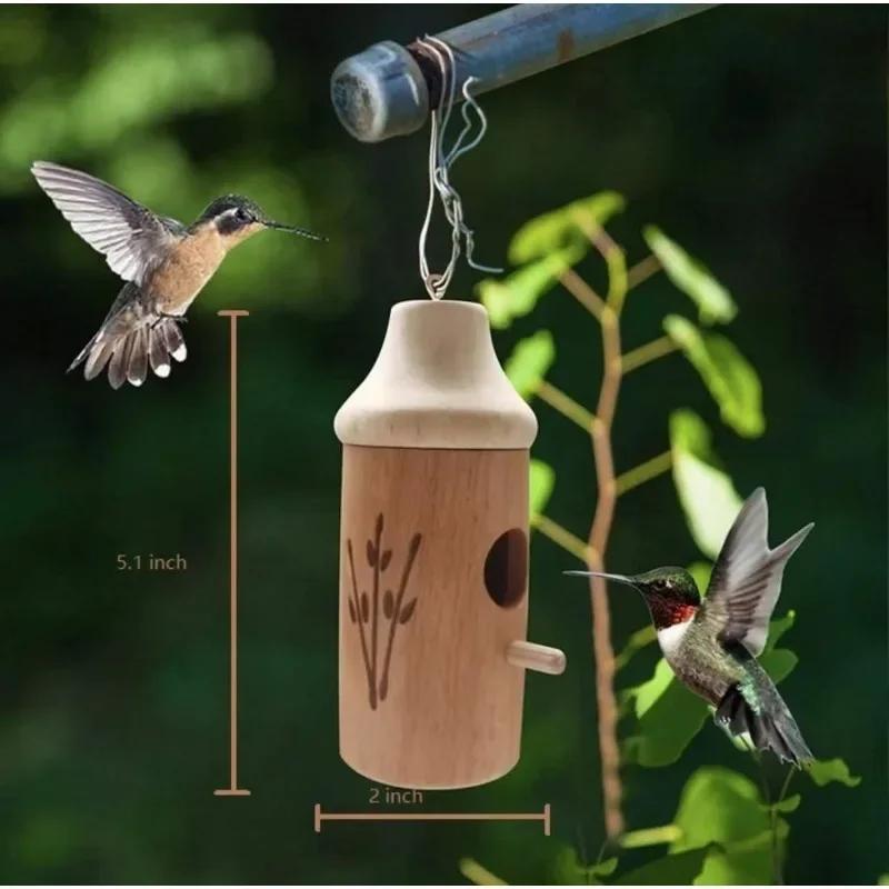 1 шт. Декор для домика колибри, Идеи для домика колибри, Подвесные деревянные поделки, Садовый кулон для садоводства, Деревянный скворечник