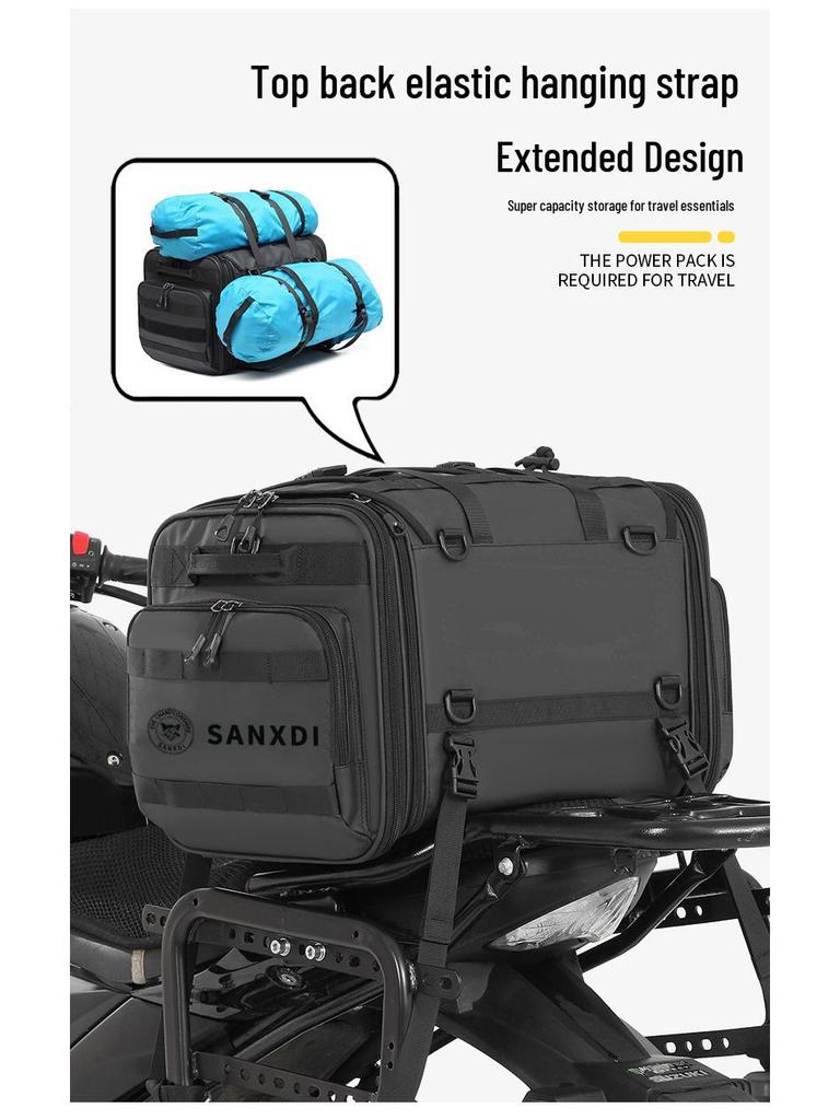 SANXDI Большой задний багажник для мотоцикла - Расширяемая, Сумка на хвост для дальних поездок