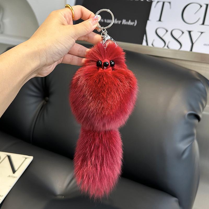 Cute Fox Hair Little Fox Car Keychain Light Luxury Pendant Plush Fur Shaped Cute Doll Bag Hanging Decoration Gift