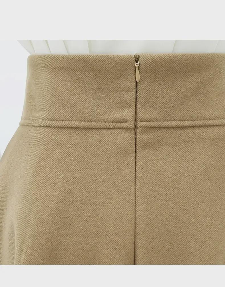 Новая стильная юбка-зонтик с завышенной талией и складками – весна/осень, средняя длина, с V-образным вырезом на талии