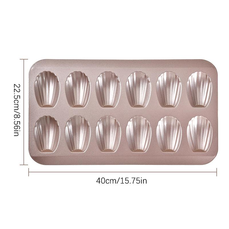 12 Cavities Carbon Steel Cake Mold Nonstick Baking Pan Shell Shape Baking Tray Pastry Cookie Bread Mold Bakeware Baking Tools