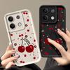 Cherry Print TPU Soft Solid Color Case For Xiaomi 14T 13T Poco F6 Pro X6 X5 Redmi 13C Note 13 12 Pro 11 Shockproof Lens Protection Matte Phone Cover