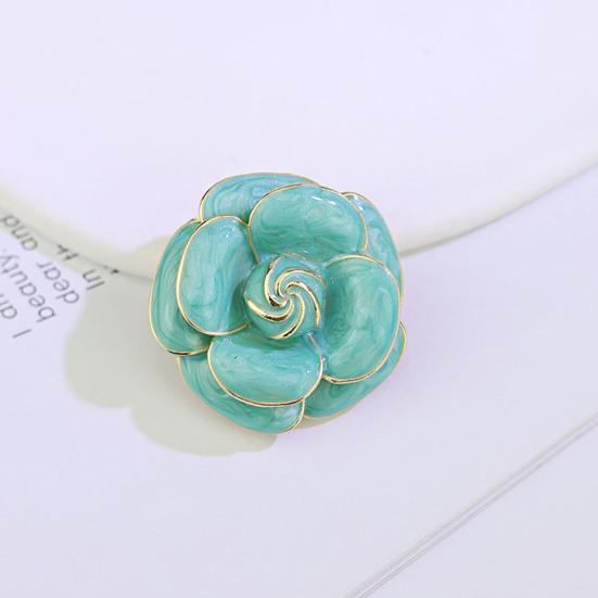 Scarf Button Camellia Shape Alloy Brooch with Glossy Glaze Sweaters Collars Hats Bags Coats Scarves Badge Outfit