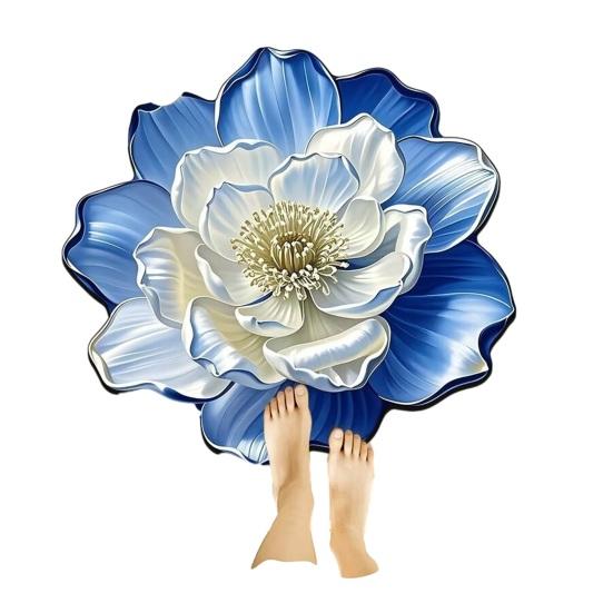 3D Цветочный коврик для пола Нескользящий Реалистичный Цветочный коврик для ванной Декоративный ковер в форме цветка Придверный коврик для гостиной, спальни, прихожей