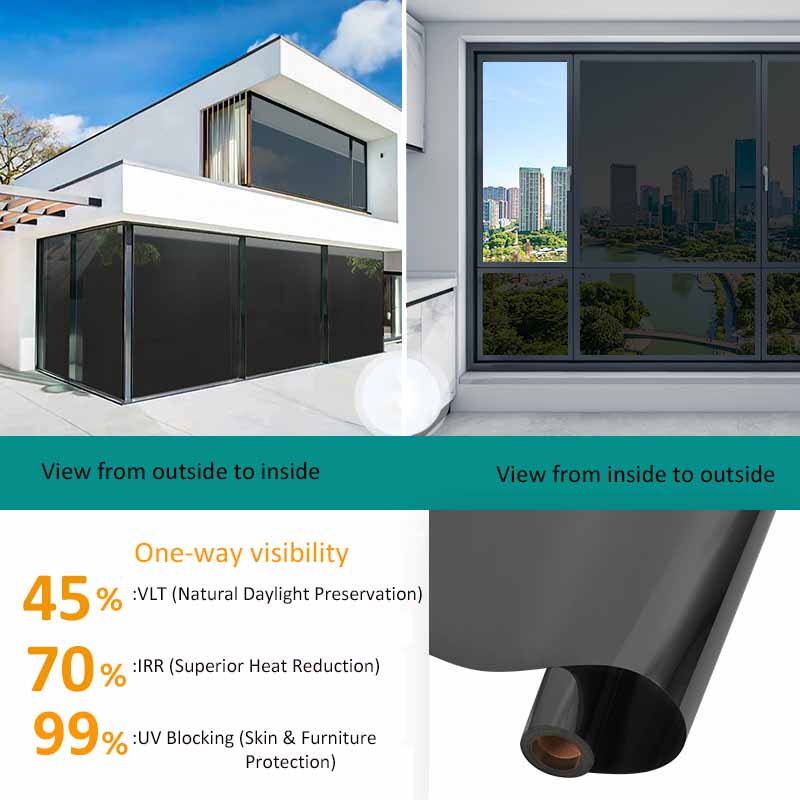 Теплоизоляционная пленка для окон, антибликовая односторонняя зеркальная пленка, солнцезащитная пленка для окон магазинов, блокирующая ультрафиолетовое излучение