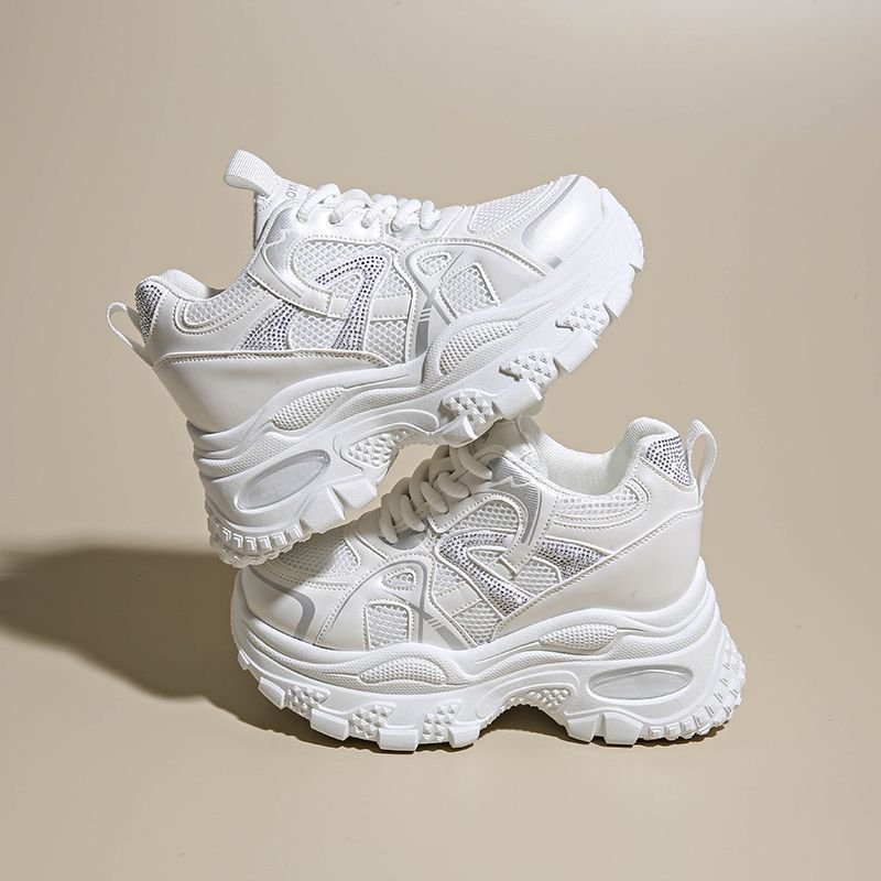 Маленькие кроссовки на толстой подошве в стиле 'dad shoes', новая модель 2022 года, дышащая сетка, повседневные, с внутренней танкеткой, спортивные, визуально уменьшающие стопу