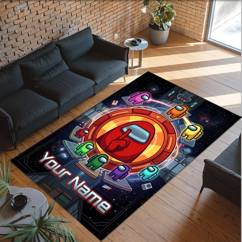 Personalized Crystal Velvet Carpet Custom Name Text,Among Us Anti Slip Area Rug For Home Decoration