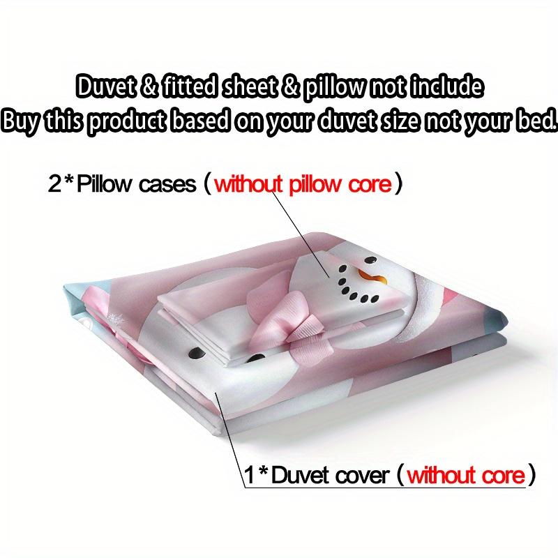 3pcs Cute Christmas Snowman Bedding Set Christmas Ball Snowman Snowflakes Pattern Duvet Cover Set (1*Duvet Cover + 2*Pillowcase