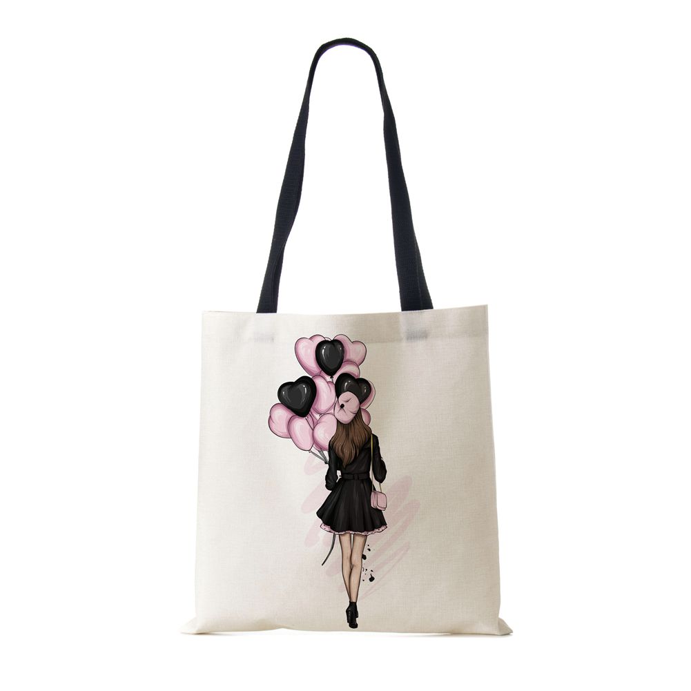 Сумка-тоут через плечо Gril Женская 2022 Многоразовая с принтом Харадзюку Повседневная Холщовая Сумка-шоппер Складная Дорожная Школьная Сумка для Книг Пляжная сумка CLE