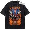 Unisex Black Washed Vintage T  Shirt One Piece Cross Guild Buggy  Members Flame Style High  Quality Fabric for Casual