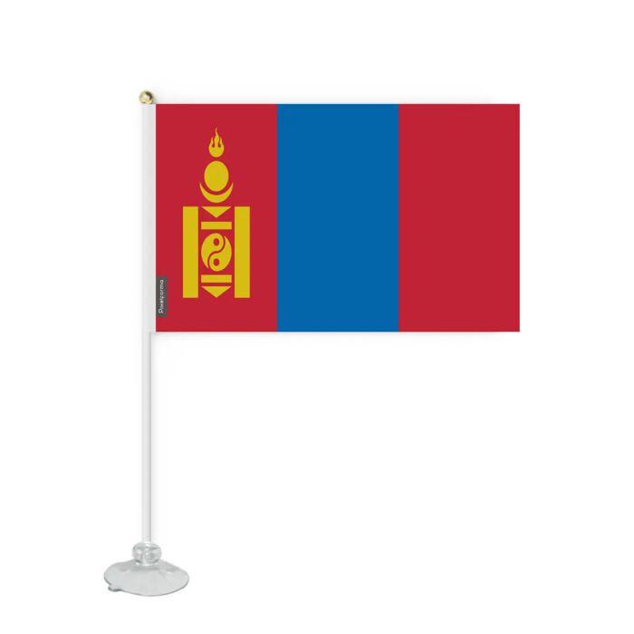 Drapeau - Mongolie - Mini Drapeau Ventouse - 20 X 30 Cm - Polyester - Impression Recto/Verso