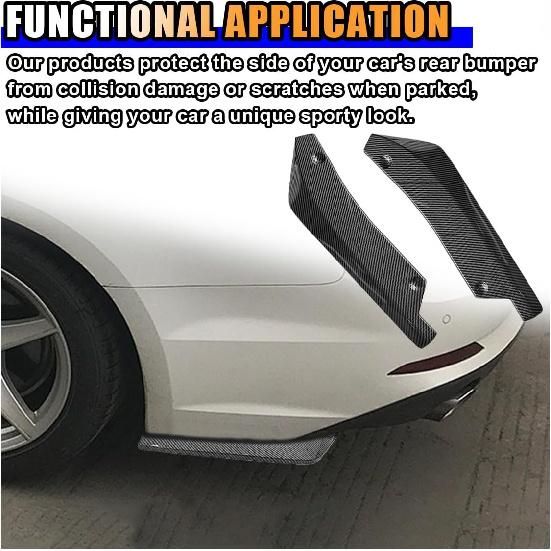 2PCS Universal Car Rear Bumper Lip Splitter Canard Diffuser, Side Fin Fenders Skirt Protector Exterior Decoration Trim For Car (Carbon Fiber)
