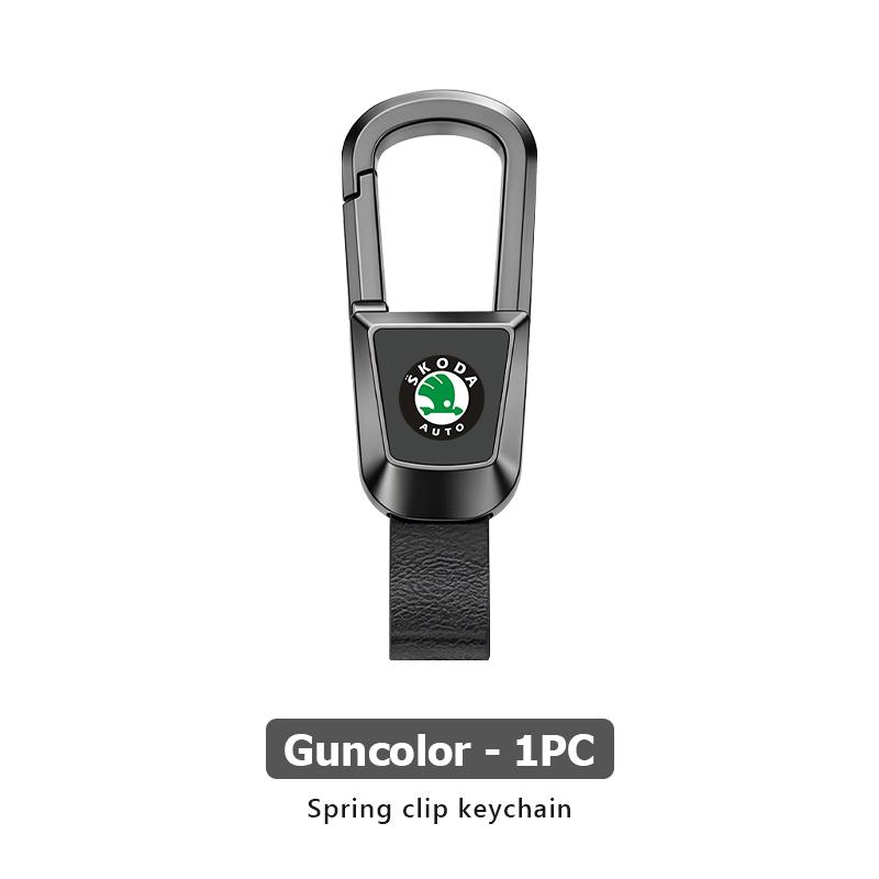 VIJT4 For Skoda 2026 Metal Keyrings Keychain Leather Key Rings Spring Snap Kodiaq Fabia Kamiq Karoq Octavia 2 3 Rapid Scala