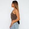 Solid Color One Shoulder Backless Shrink Tank Top T-Shirt Candy Color Tight Sexy Sleeveless Neckless Slim Casaul Top