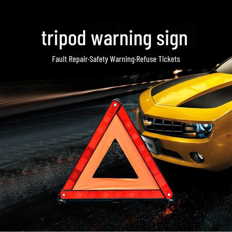 Reflective Red Triangle Car Warning Sign for Safety and Parking