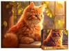 CHengQiSM 1000-Piece Jigsaw Puzzle: Cat Reading a Book by the Window. Cute Cat Art, Stylish Interior Decor, Gift (70x50cm)