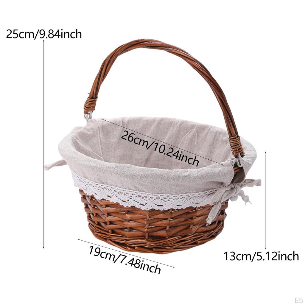 Handwoven Rattan Picnic Storage Basket Circular Shape for Outdoor and Kitchen Handmade Accessory