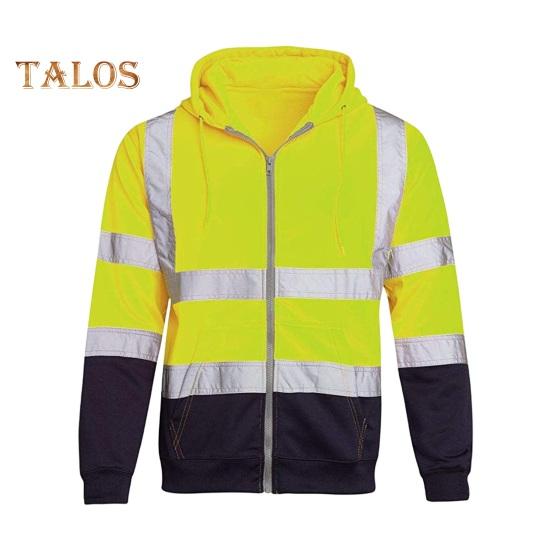 Светоотражающая защитная толстовка с капюшоном, светоотражающие зоны на 360 градусов, высокая видимость, быстросохнущая, с длинными рукавами, ночное пальто для строителей на открытом воздухе ночью