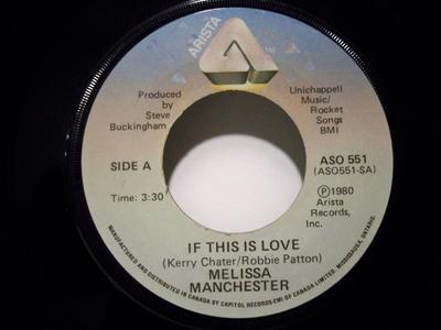 7-дюймовая пластинка MELISSA MANCHESTER - If This Is Love / Talk ASO551 ARISTA 1980 Канада Рок Б/у