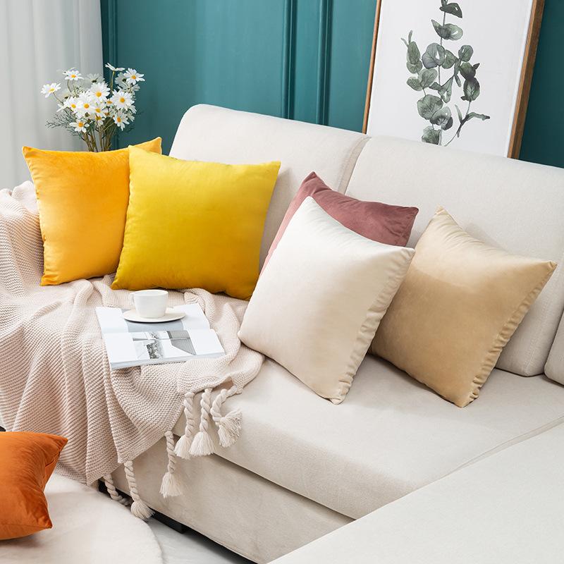 Solid Color Velvet Pillow Sofa Cushion Cover Office Bedside Plush Cushion Cover Dutch Velvet Pillow Cover