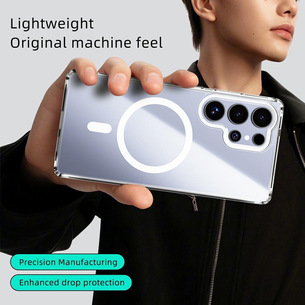 For Samsung Galaxy S25+ Case Compatible with MagSafe Anti Scratch Clear TPU PC Phone Back Cover