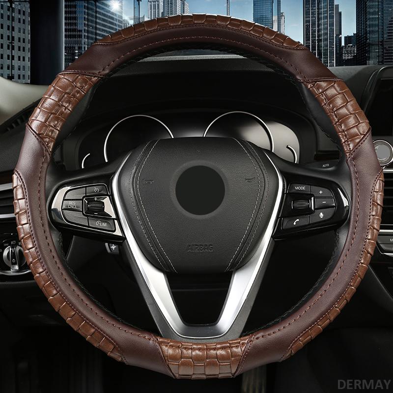 DERMAY роскошный автомобильный чехол на руль, кожаная оплетка, мягкая нескользящая для BMW X5 X6 X7 E53 E70 F15 F85 G05 E71 E72 F16 F86