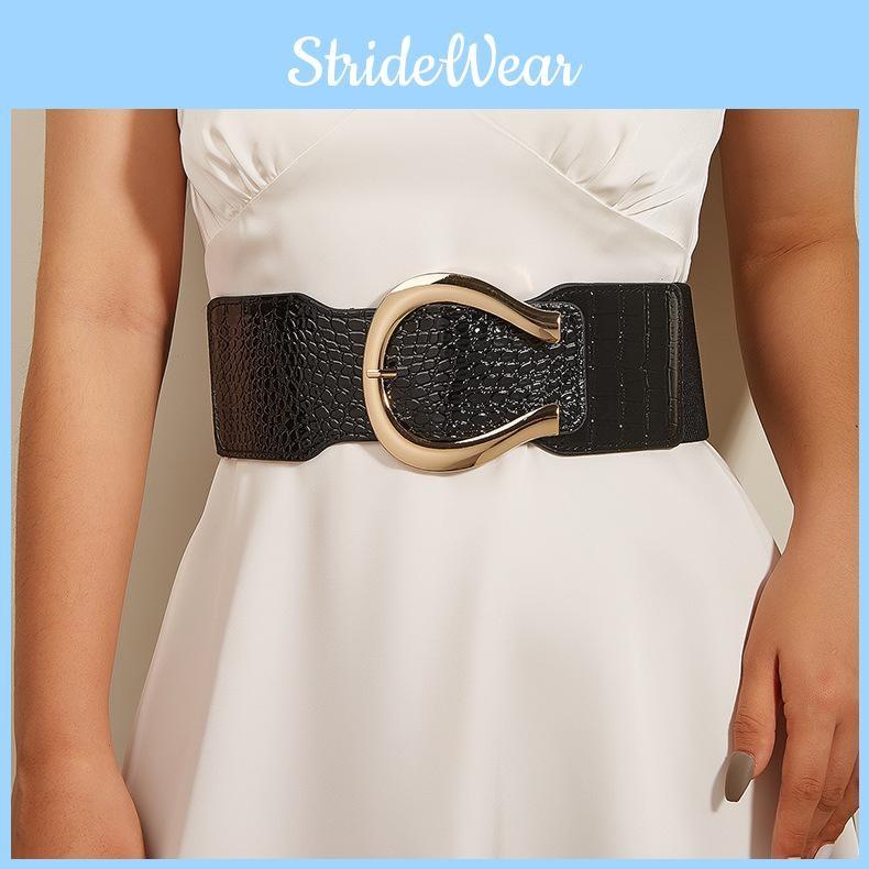 Gold Buckle Fashion Decoration Women Casual Wide Waist Belt For Use Daily