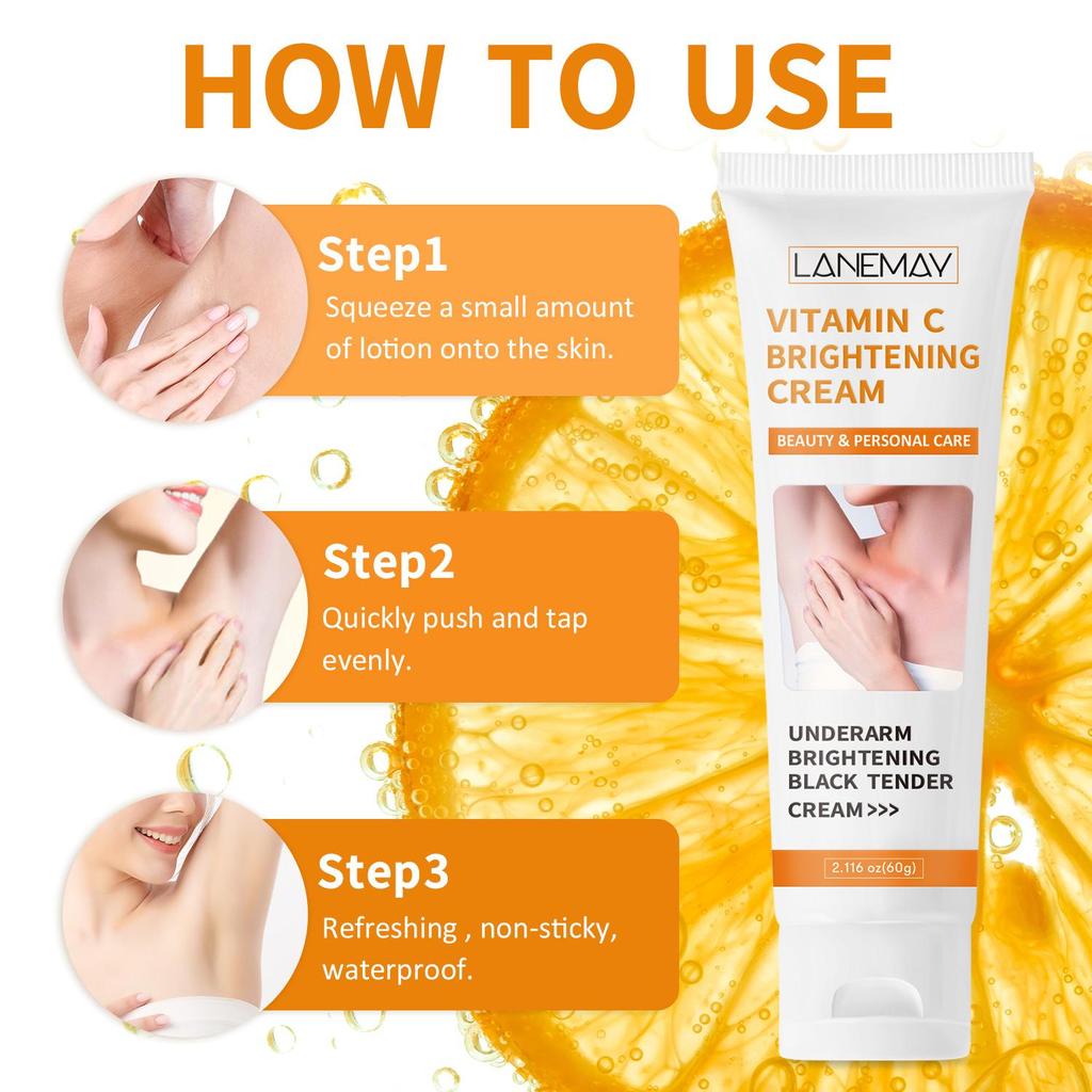 Крем для осветления кожи подмышек с витамином С, питает кожу, улучшает текстуру кожи и сужает поры. Только для женщин, 60 г