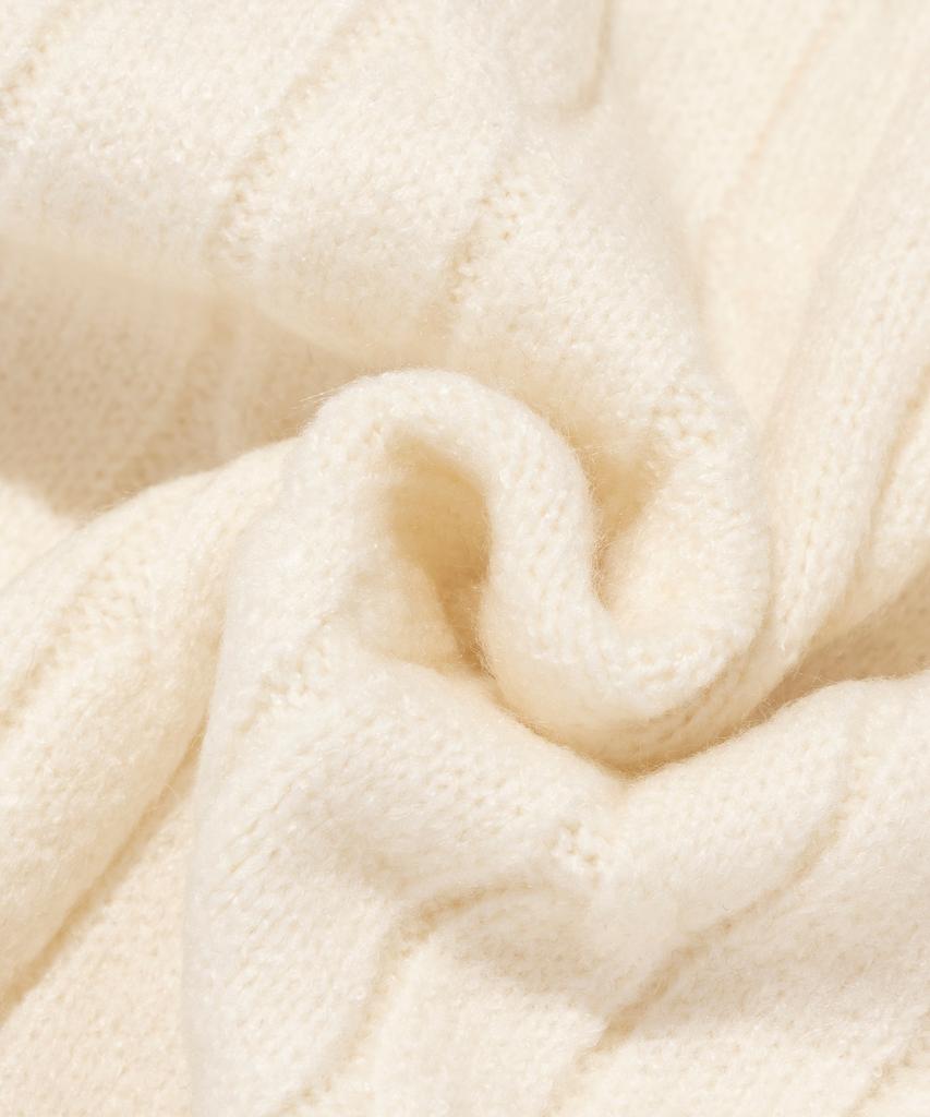 OTHERFITS Cable Henley Neck Round Knit (Ivory)
