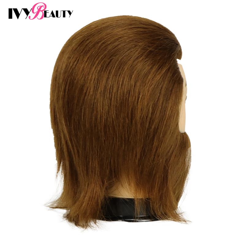 100% Human Hair Mannequin Head Male Barber Hairdresser Manikin Head Training Doll Head For Beauty Hairdresser Practice CuttIing