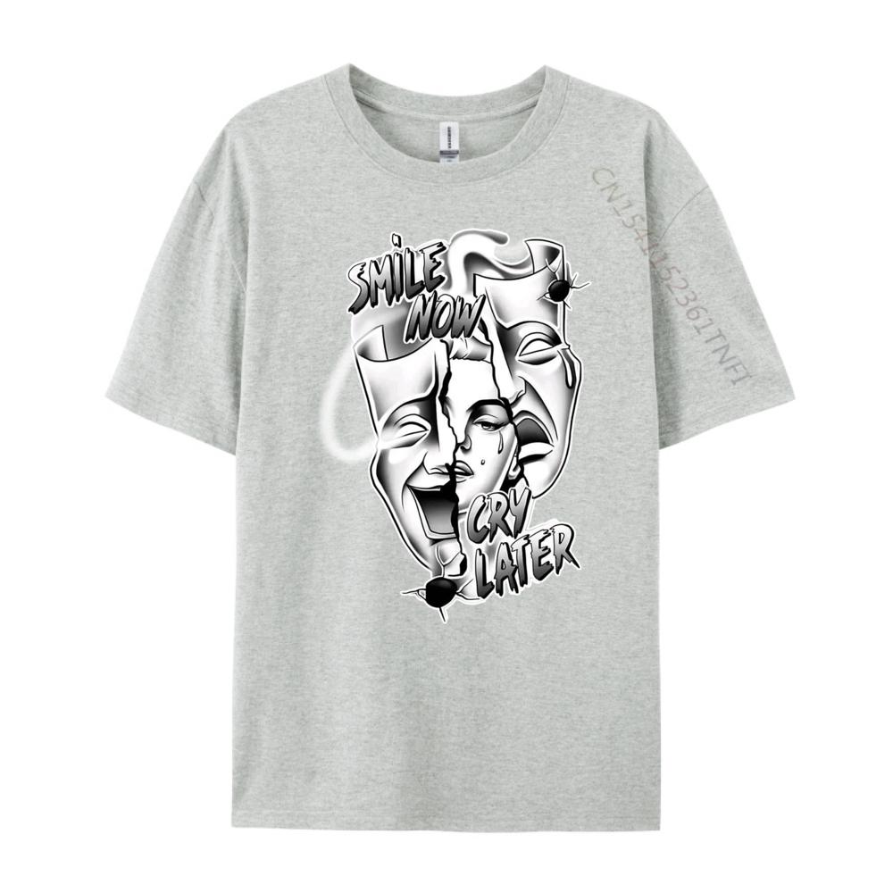 Smile Now Cry Later Pretty Chicano Blackwork 3XL Unisex Clothing Vintage T Shirts Vegan