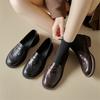 Fashion New Spring/autumn Genuine Leather Women Shoes Round Toe Shoes for Women Fashion Brogue Designs Low Heels Loafers Women Pumps
