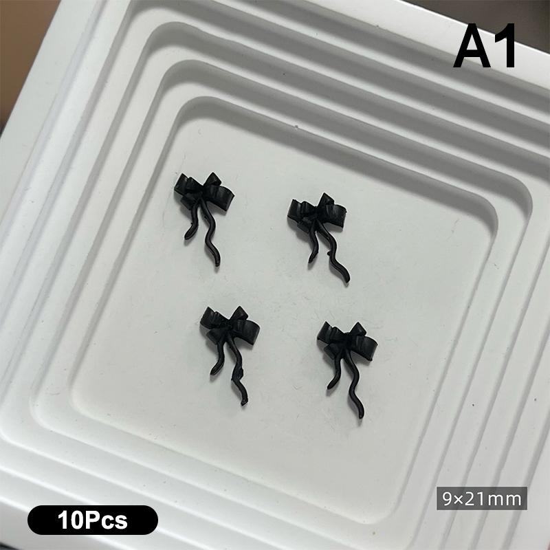 10Pcs Double Layer Bowknot Nail Charms 3D Sweet Ribbon Bows Nail Art Rhinestones Mini Resin Bow Tie Manicure Jewelry Diy Parts