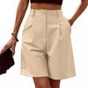 Women's Summer Shorts Long with High Waist Female Loose White Classic Knee-Length Office Wide Women's Shorts Black Candy