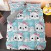 Claws Duvet Cover Set Cartoon Animals Cute Cat Print Polyester Comforter Cover King Queen Size for Kids Girls Women Bedding Set