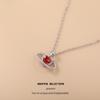 Peach Heart Planet Necklace: Fashionable Micro-Paved Full Diamond Design