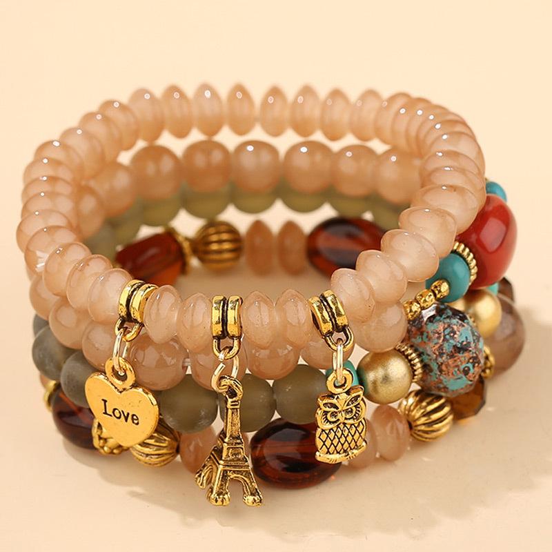 4 шт., комплект браслетов из бисера в богемном стиле с совой для женщин, массивные бусины ручной работы, браслеты-цепочки, женские ювелирные изделия в стиле бохо, подарки