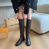 Дизайнерские женские сапоги до колена, модные туфли с большой окружностью цилиндра, осень-зима, на низком каблуке, женские длинные сапоги в рыцарском стиле