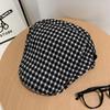 Japanese Contrasting Color Plaid Forward Hat Female Summer Thin Can Wear Personalized Beret Street Painter Newsboy Hat Male