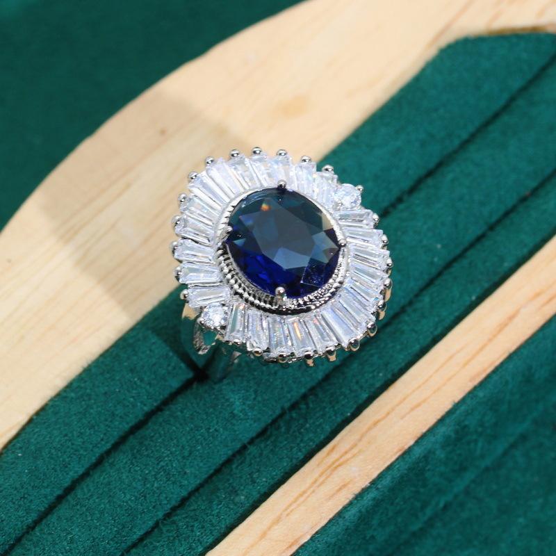 Europe and The United States New Jewelry Sets Europe and The United States High Quality Light Luxury Jewelry Sets Sapphire Femininity