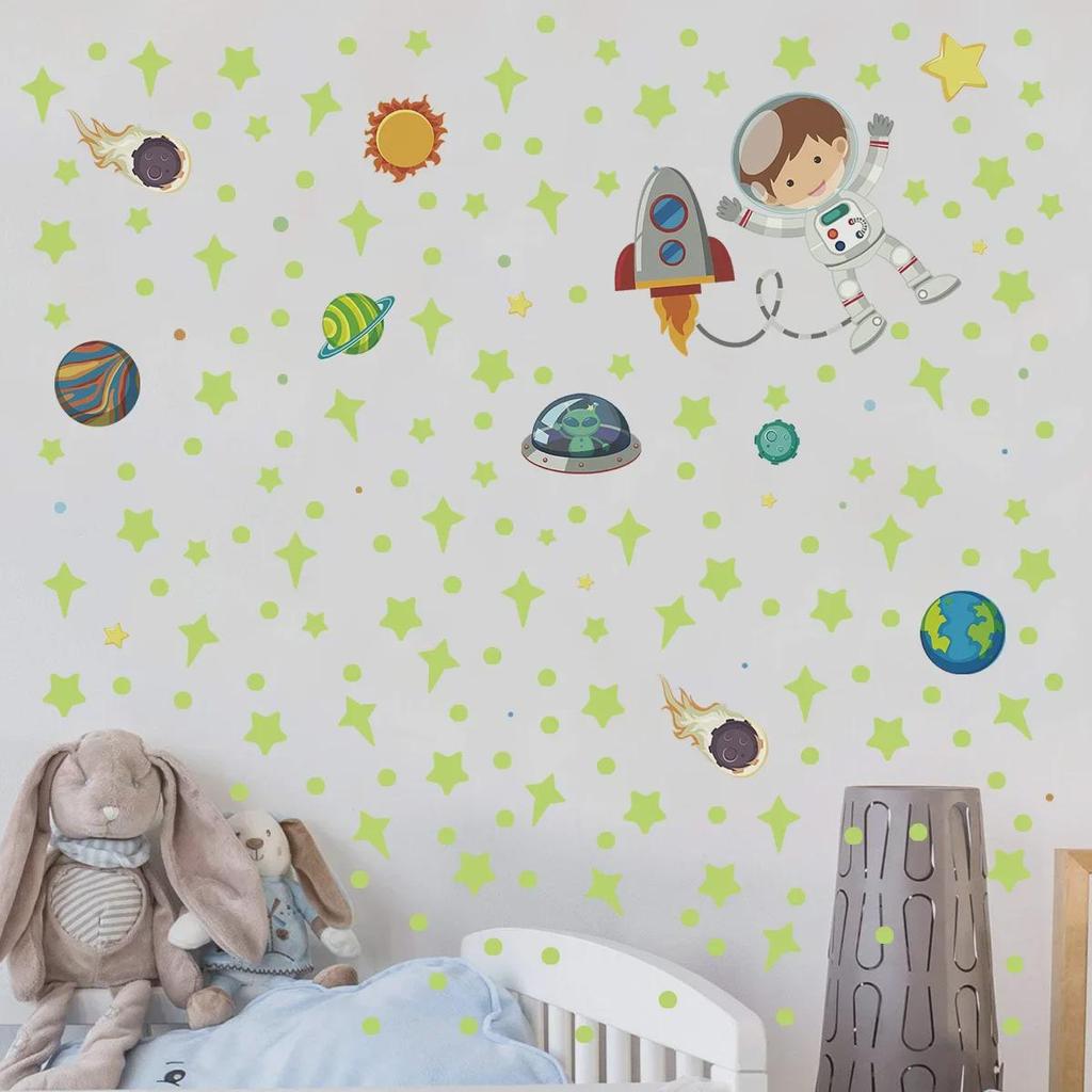 Astronaut Universe Luminous Wall Stickers - Self-Adhesive Starry Sky Room Decor