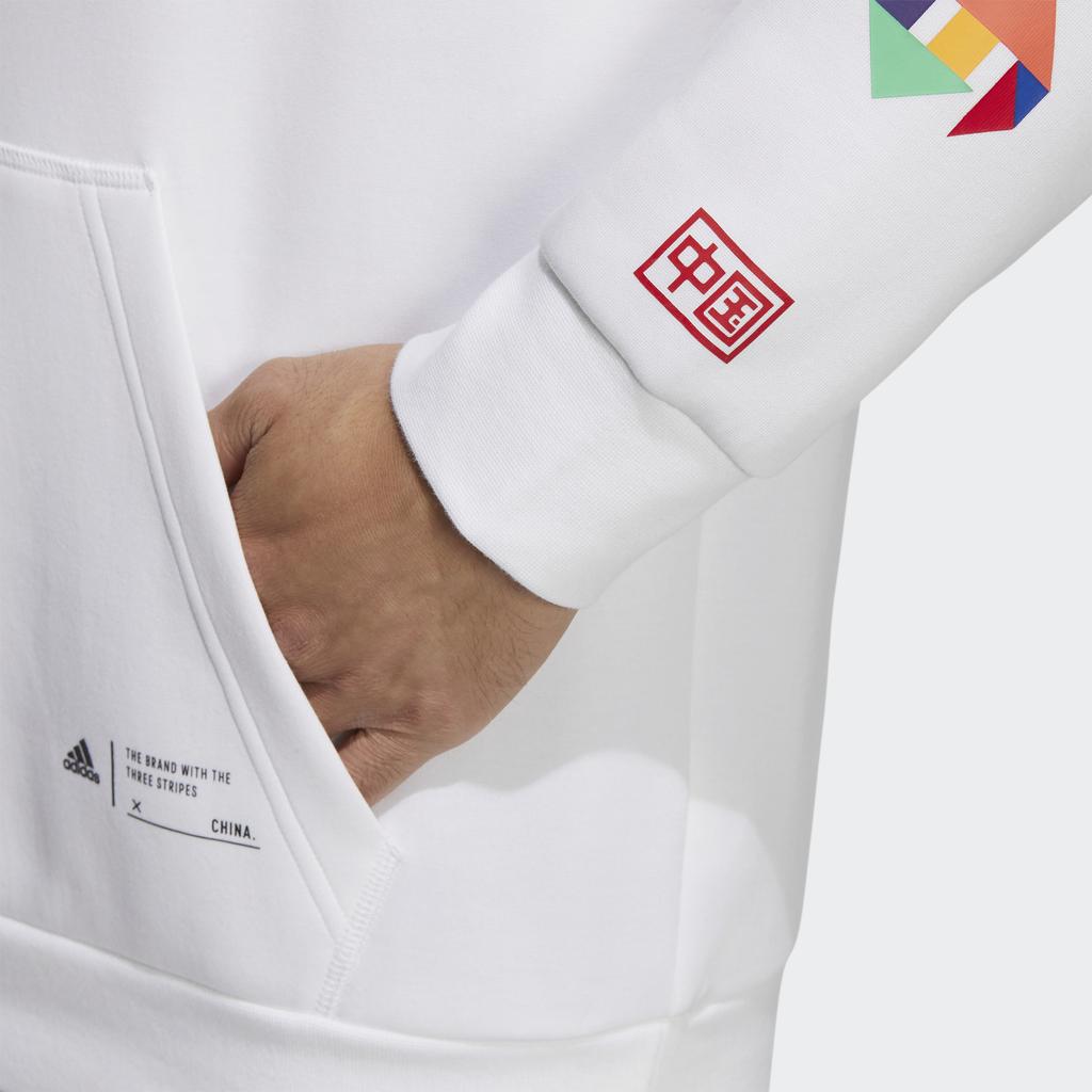 Adidas Повседневная толстовка с капюшоном и принтом логотипа, мужские топы с длинным рукавом, белые HG4875