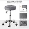 Salon Chair with Wheels Rolling Stool Height Adjustable Swivel Salon Stool Velvet Touch Foam Chrome Base Light Gray 35 x 35 x 49-61 cm