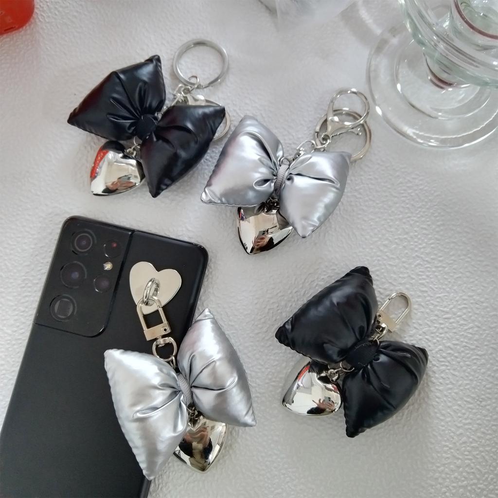 Bow Shape Phone Lanyard Bowknot Heart Pendant Keychain Detachable Phone Charm Keyring Bag Accessory for Women Girls