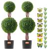 2 Pack 3' Artificial Boxwood Topiary Tree Faux Plant UV Decor In/Outdoor