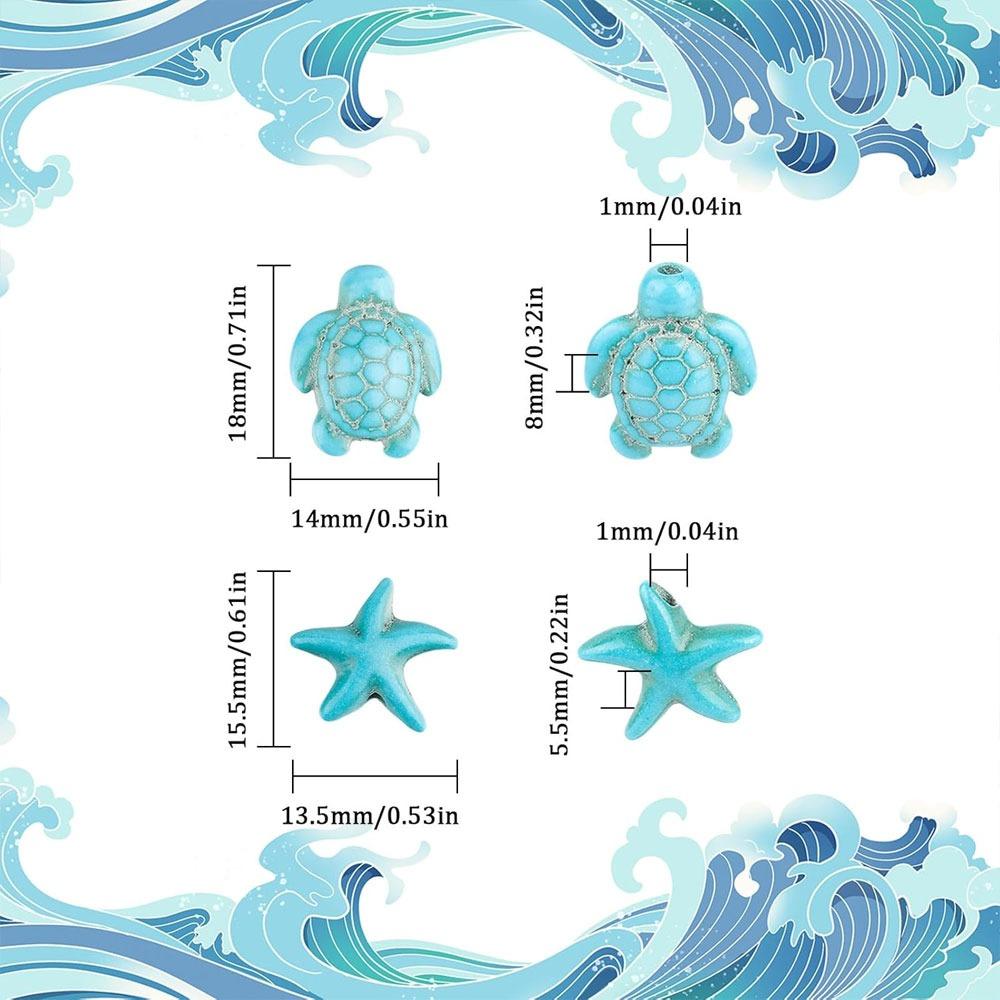 10/30/50 шт. Морская черепаха Чжухай Морская звезда Белый Синий бирюзовый 8 мм Круглый Чжухай Океан Животное Бисер Ювелирные изделия DIY Мастерство