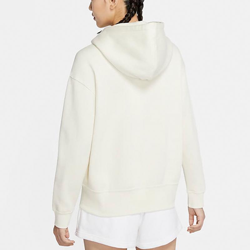 Nike Флисовый повседневный спортивный пуловер с капюшоном для женщин, топы кремового цвета CZ2591-113