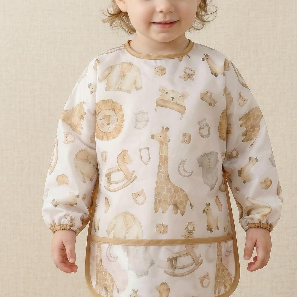 Easy To Clean Feeding Apron Colorful Cartoon Printing Full Body Cover Bibs  Self Feeding