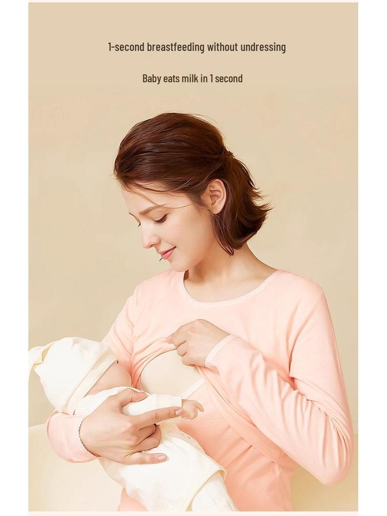 Jingqi Maternity Cotton Pajamas Set: Autumn/Winter Pregnancy & Postpartum Breastfeeding Clothes